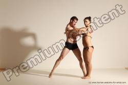 Underwear Woman - Man White Average Short Brown Dancing Dynamic poses Academic